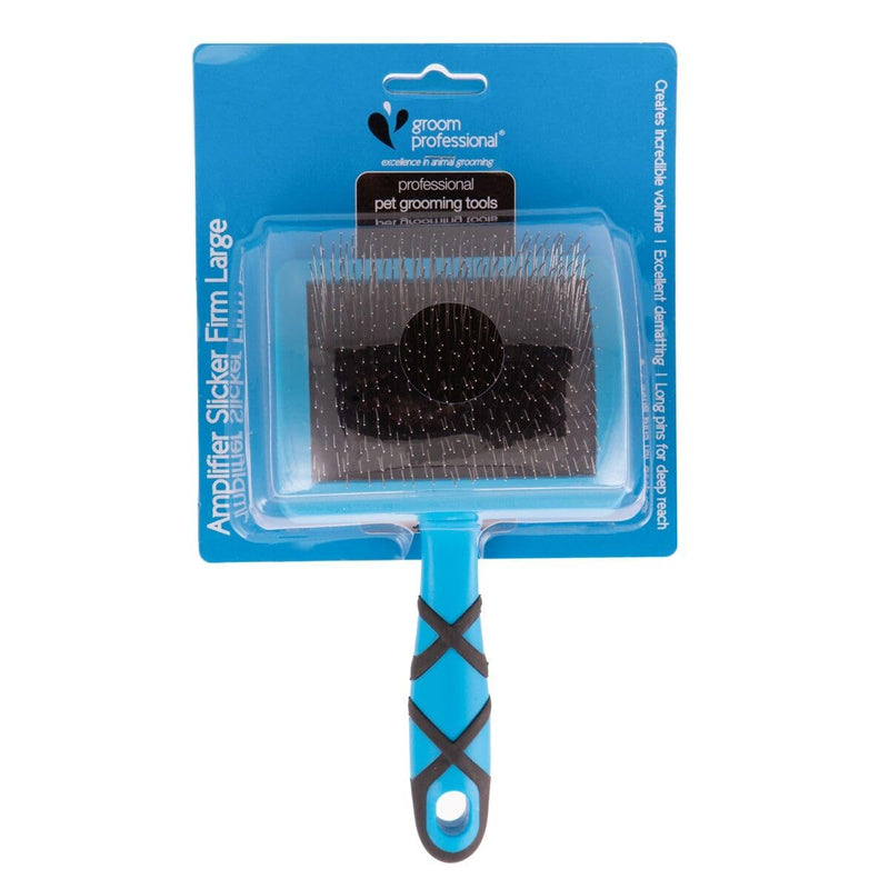 GROOM PROFESSIONAL Amplifier Firm Slicker Dog Brush - Perfect for Amplifying Dog Coat Volume & Removing Knots & Tangles - Dual Purpose - Large - PawsPlanet Australia