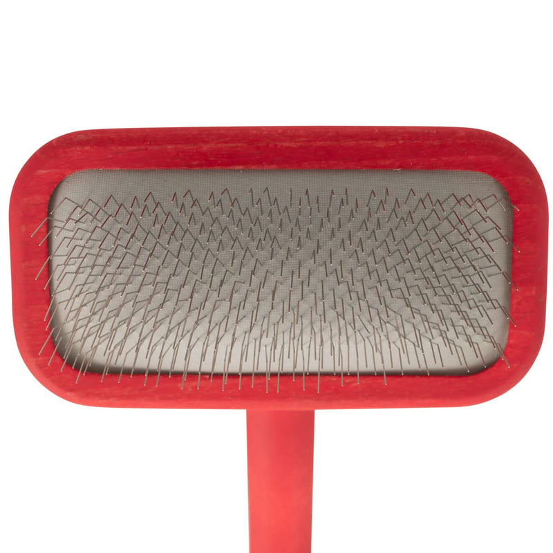 Chris Christensen Dog Brush, Mark II Small Slicker Brush, Groom Like a Professional, Stainless Steel Pins, Lightweight Beech Wood Body, Ground and Polished Tips, Red - PawsPlanet Australia