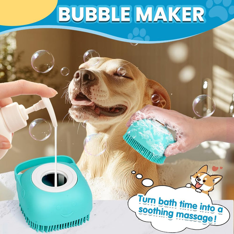 3PCS Dog Bath Brush | Dog Scrubber for Bath | Dog Shampoo Brush | Dog Washing/Shower Brush, Suitable for Short/Long Haired Dogs, Dog Brush for Shedding, Bathing, Massaging & Grooming (Blue Blue Green) - PawsPlanet Australia