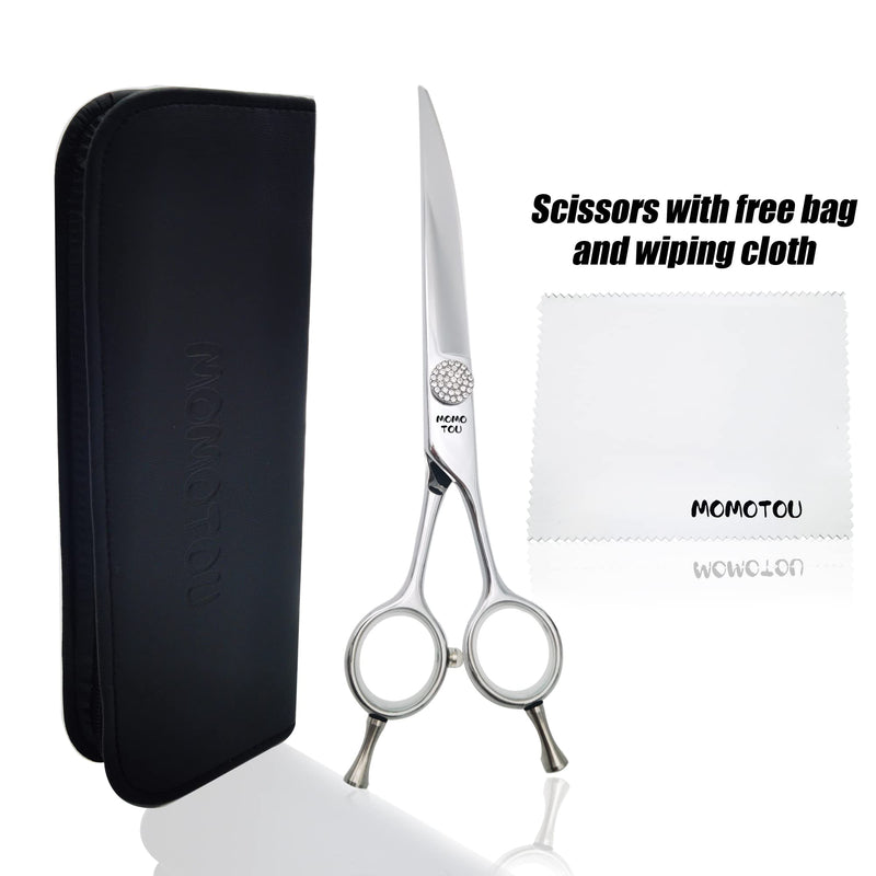 Professional Curved Dog Grooming Scissors with Simulation Diamond 440C Stainless Steel Polished Pet Cat Hair Cutting Shears for Groomers and Home users 7'' Curved Scissors 7'' - PawsPlanet Australia