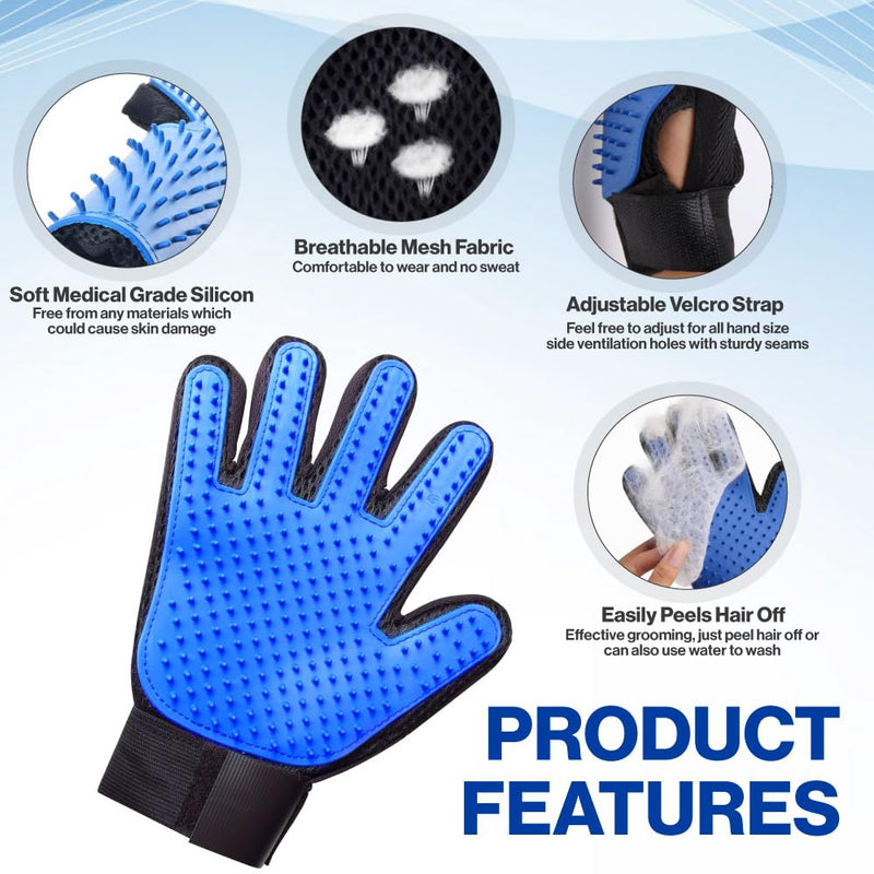 Pet Grooming Set with Dog Washing Gloves for Bathing and Silicone Dog Toothbrush, Pet Grooming Gloves for Dogs, Cats and Horses with 259 Tips Suitable for Hands Sized Medium & Large (PG Set 3) - PawsPlanet Australia