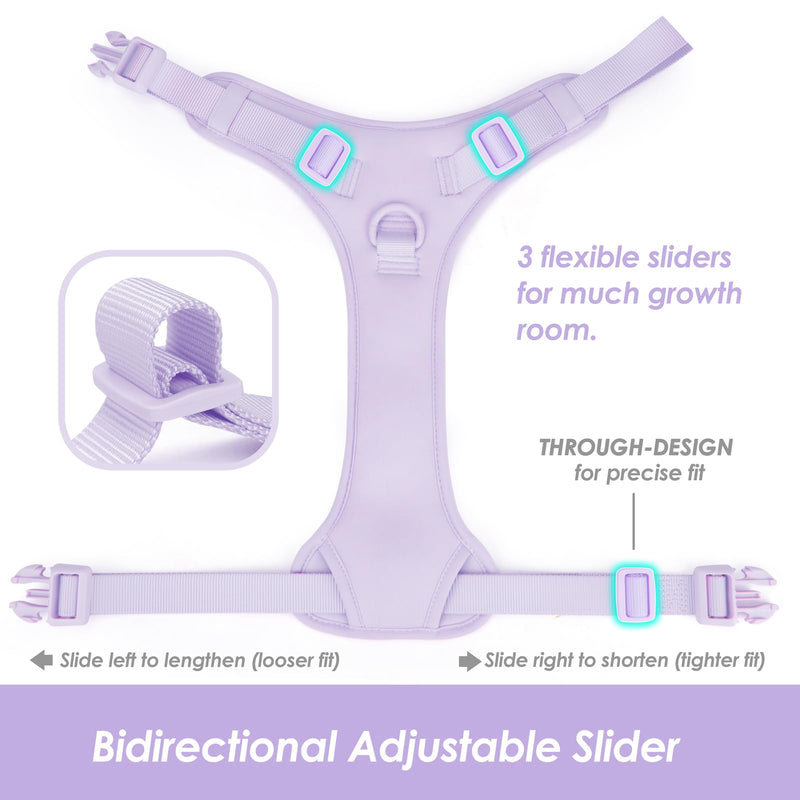 No Pull Dog Harness, Puppy Vest with Front Clip for Small Medium Large Sized Dog(Light Purple,XL) XL(Neck:24.8-38.6", Chest:29.1-45.3") Light Purple - PawsPlanet Australia