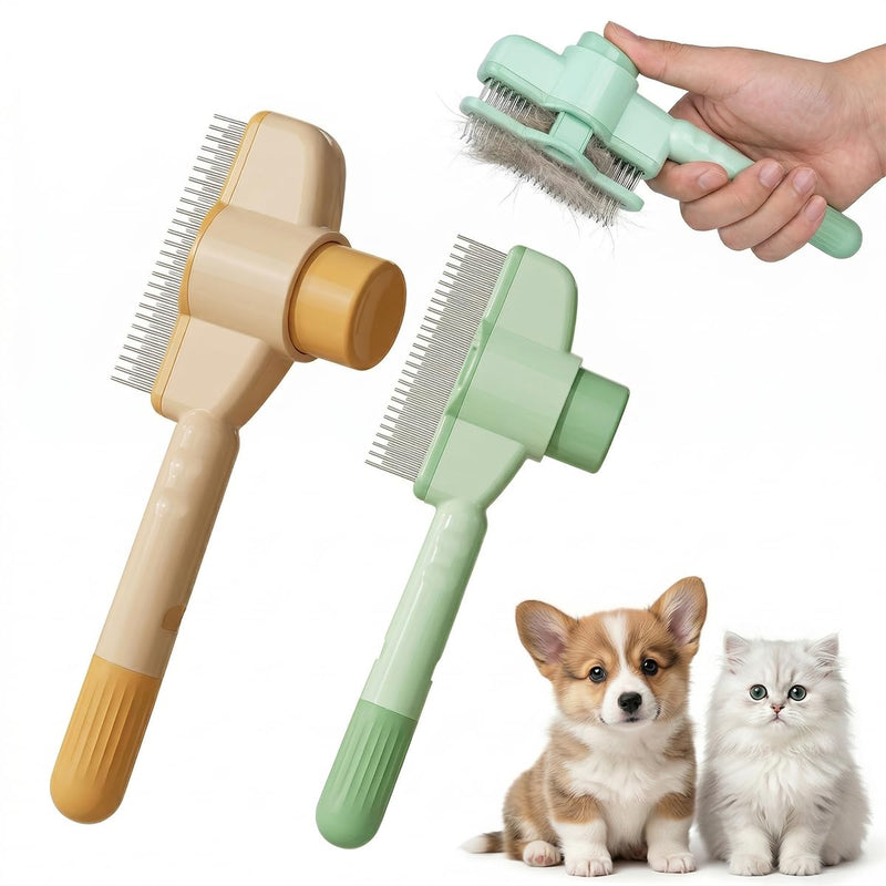 2 PCS Dual-Sided Flea Comb for Dogs & Cats, Stainless Steel Teeth De-shedding Brush | Effective Pet Grooming Tool for Shedding Control | Cat, Dog Brush for Indoor Pets
