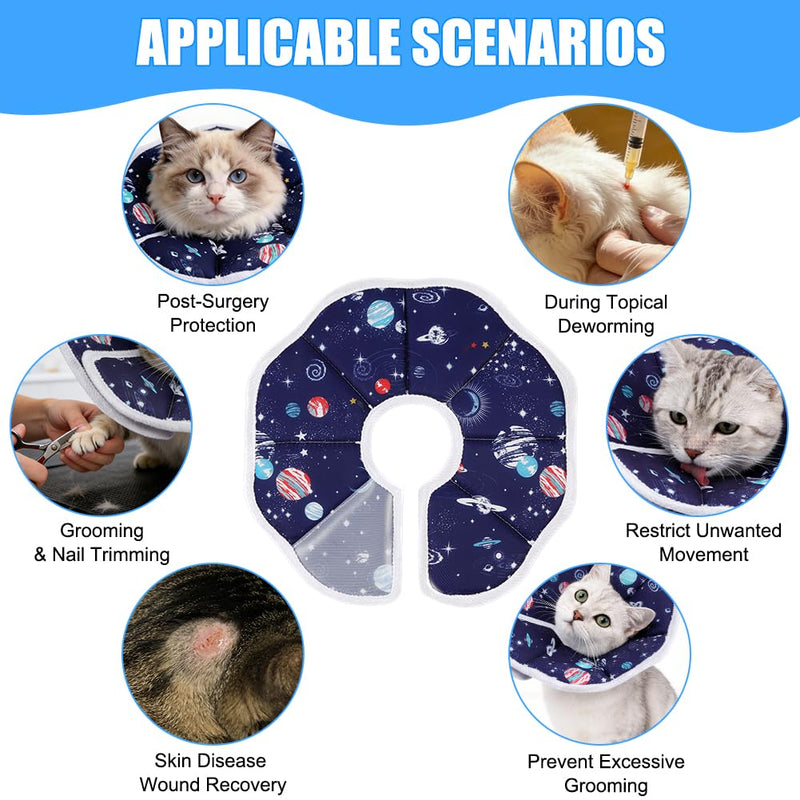 Cat Cone Collar Soft, Adjustable Cat Recovery Collar to Stop Licking Protective Cats Neck Cone After Surgery, Anti-Bite Lick Wound Healing Safety Cone for Small Animal Cats Kittens Puppies, S Blue