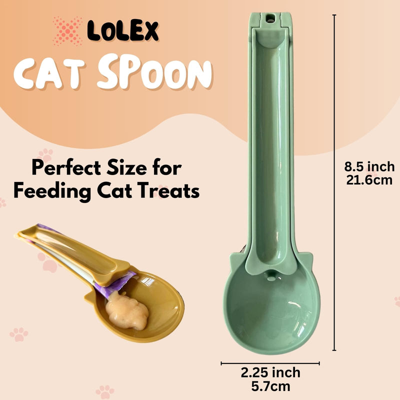 Cat Treat Spoon Squeeze, Cat Strip Feeder Spoon for Bisque Bar Feeding, Happy Spoon for Cats Treats, Cat Spoon & Cat Treat Tube Squeezer, Cat Treat Feeder Spoon for Feeding Liquid Food (Green) Green - PawsPlanet Australia