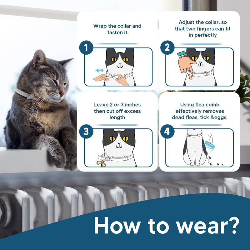 fcesiweg Flea Collar for Cats,Natural Cat Flea Tick Collar,Adjustable Tick Collars for Cats,Plant Ingredients,8 Months of Protection,Easy to Apply,People & Pet Friendly - 2P 2 ounce ( pack of 2 )