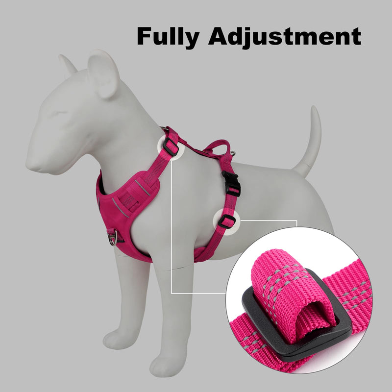 Plutus Pet No Pull Dog Harness, Reflective Adjustable Dog Vest Harness with Handle, Escape Proof, Soft Padded for Small Medium Large Dogs (Hot Pink, S) Hot Pink - PawsPlanet Australia