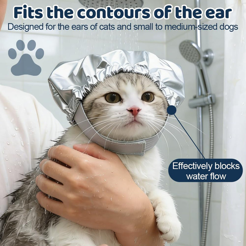 DONGKER Pet Shower Cap, Waterproof Cat Shower Hat, Adjustable Head Caps for Cats and Small Dogs, Bathing and Grooming Accessory, Rose Red S