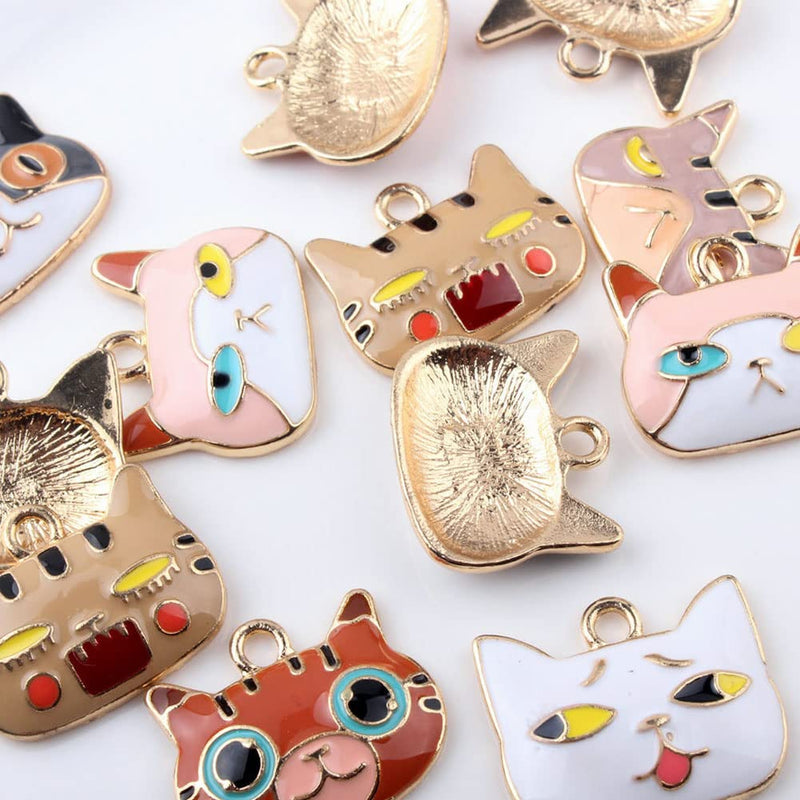 Enamel Cat Charm Bulb Charm Coffee Cup Earrings Making Charm Cute Charm Bracelet Artifact Jewelry Making Diy Pendant Necklace Supplies 6 Color Cat Head - PawsPlanet Australia