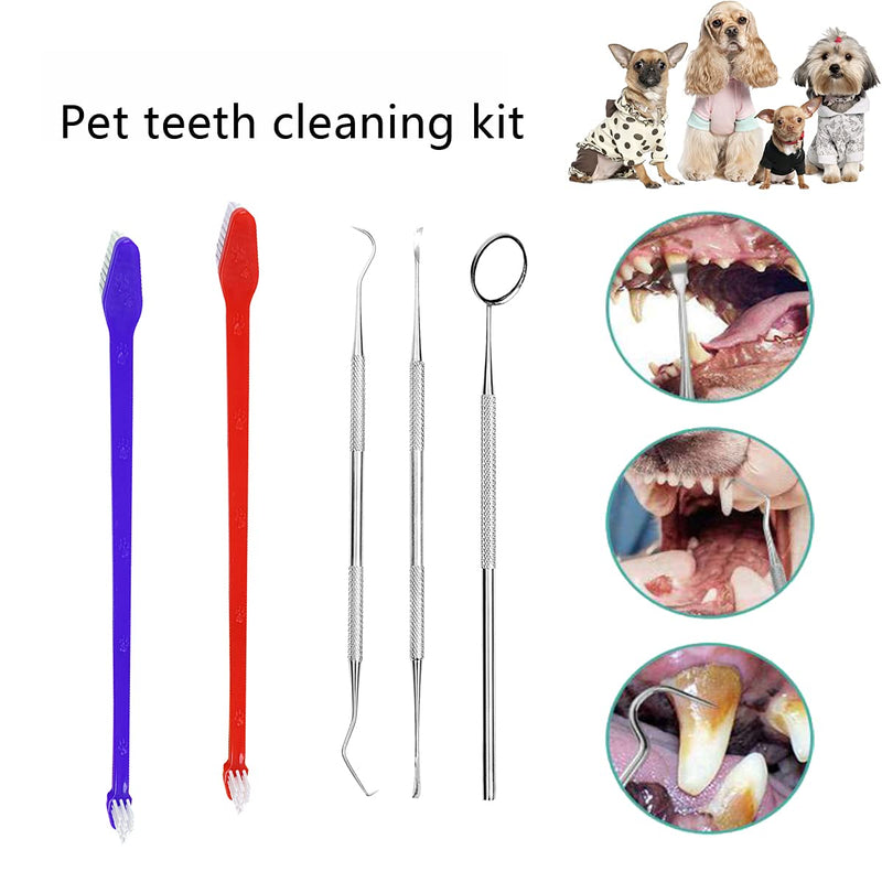 Dog Toothbrush Set, Pet Toothbrush Set, 11 Pieces, Silicone Finger Toothbrush, Long Handle, Double Headed Toothbrush, Metal Tool Included, Professional Teeth Cleaning Kit for Pets 1 stück (11er Pack)