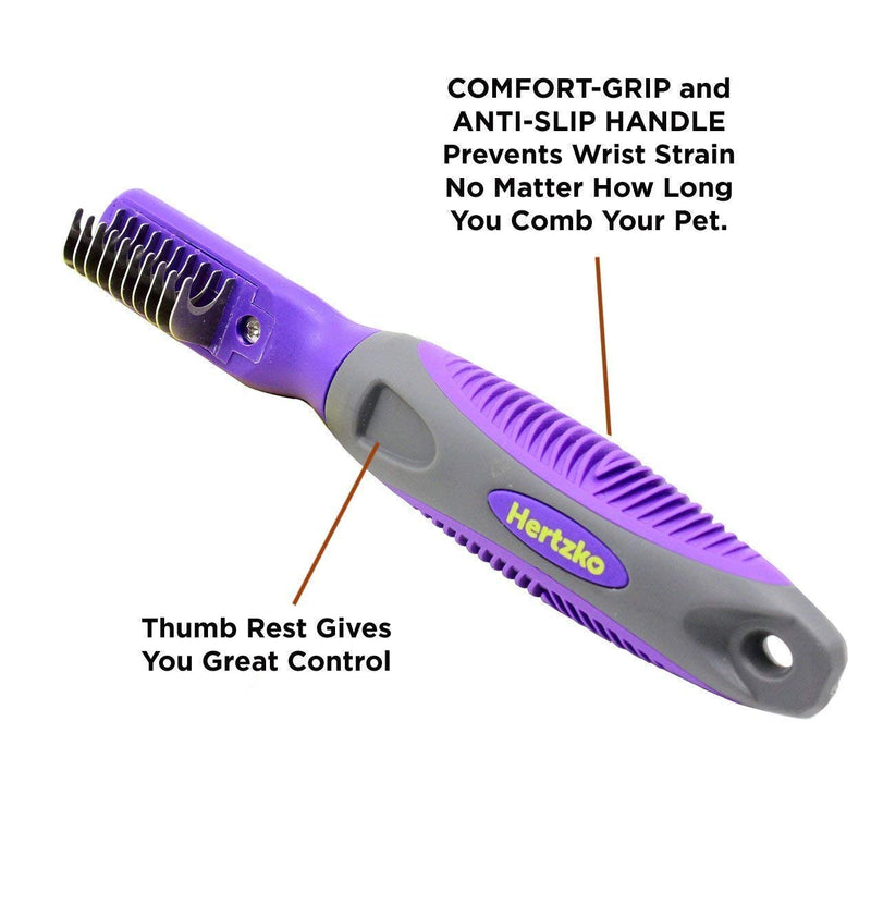 Mat Remover Grooming Comb and Hertzko Self Cleaning Slicker Brush Bundle - PawsPlanet Australia