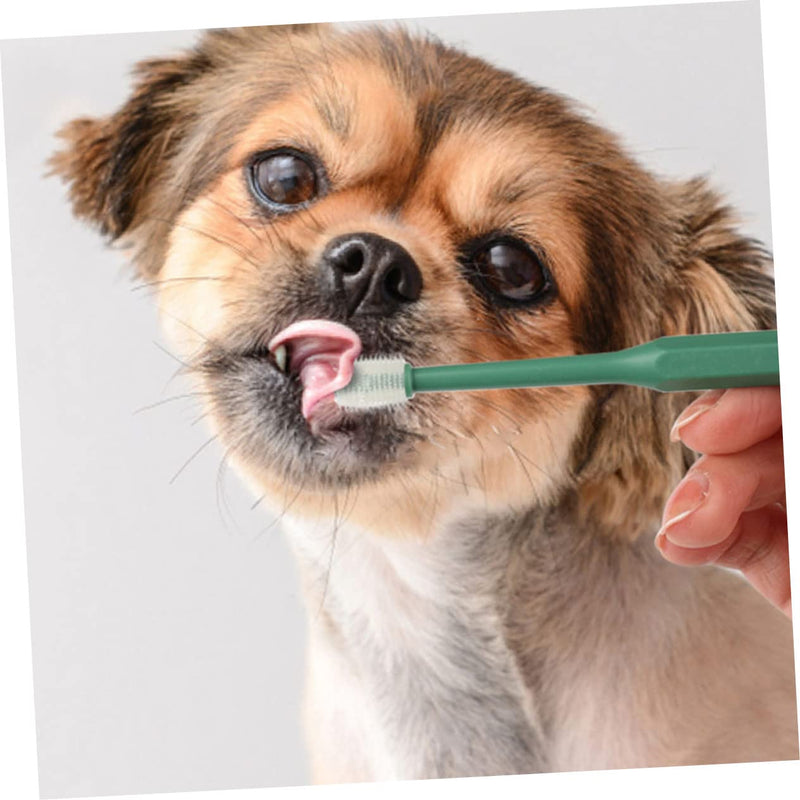 HANABASS 4-piece Pet Toothbrush Ergonomically Shaped Lightweight Plastic TPE Material Secure Grip for Cats and Dogs