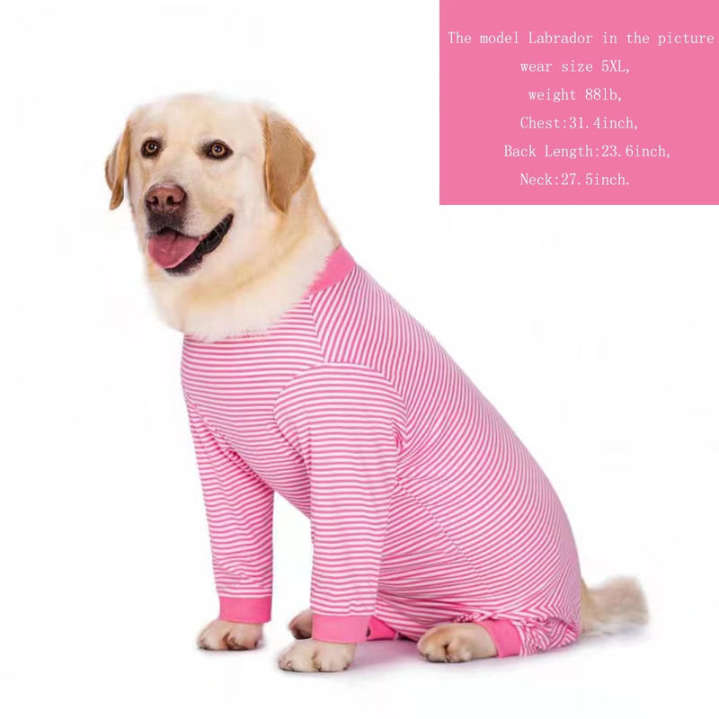 Yeapeeto Dog Onesie Surgery Recovery Suit for Large Medium Bodysuit Dogs Pajamas PJS Full Body for Shedding, Prevent Licking, Wound Protection, Cone Alternative (5XL, Pink) 5XL