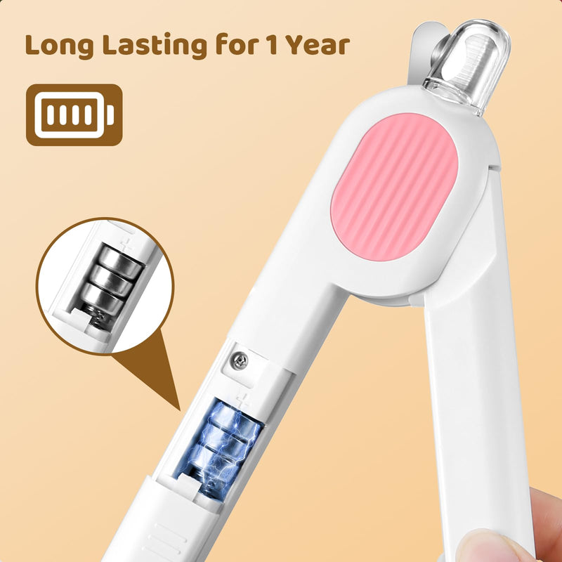 Odoland Cat Nail Clipper with LED Light and Nail File, Dog Claw Trimmer with Bright Light to Avoid Excessive Cutting - Pet Grooming Tool for Tiny Dog Cat Kitten Bunny Rabbit Pink - PawsPlanet Australia