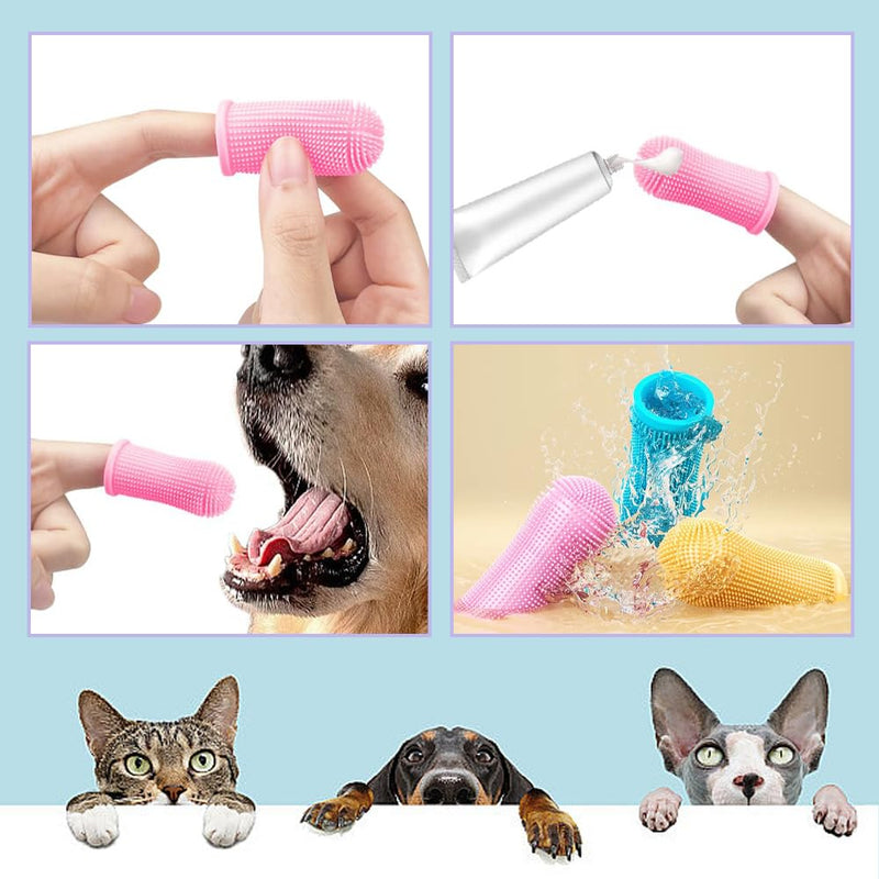 10 Pcs Dog Toothbrush Set Silicone Puppy Tooth Brush Dog Finger Toothbrush Cat Toothbrush Dog Teeth Cleaning Products for Dogs Cats Teeth Cleaning Dental Care(5 Color)