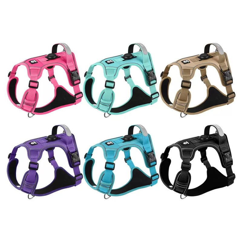 Waterproof and Breathable Dog Harness, Explosion-Proof Flush pet Harness, Adjustable Soft Padded pet Vest, Carrying Instant Control Handle, Reflective pet Vest for Easy Walking (Blue, Medium) Blue - PawsPlanet Australia