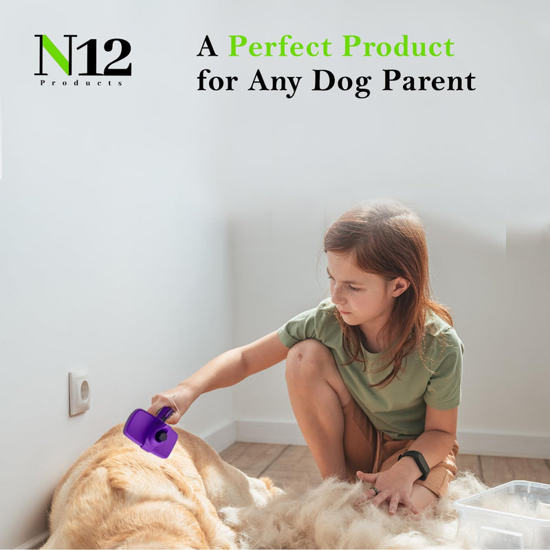 N12 Cat, Dog Hair Remover/Lint Roller and Grooming Hair Bush Combo – Pet Fur Remover for Couch, Furniture, Carpet, Car Seat & Self-Cleaning Slicker Grooming Brush with Long Pins for Shedding - PawsPlanet Australia