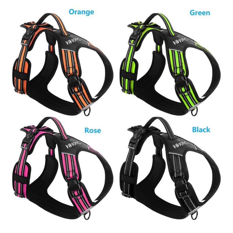 No Pull Dog Harness with Handle - Adjustable Reflective Tactical Vest for Medium & Large Dogs - Comfort Fit Padded Vest for Walking, Hiking, Training - Night Safety (Rose, Medium) Rose - PawsPlanet Australia