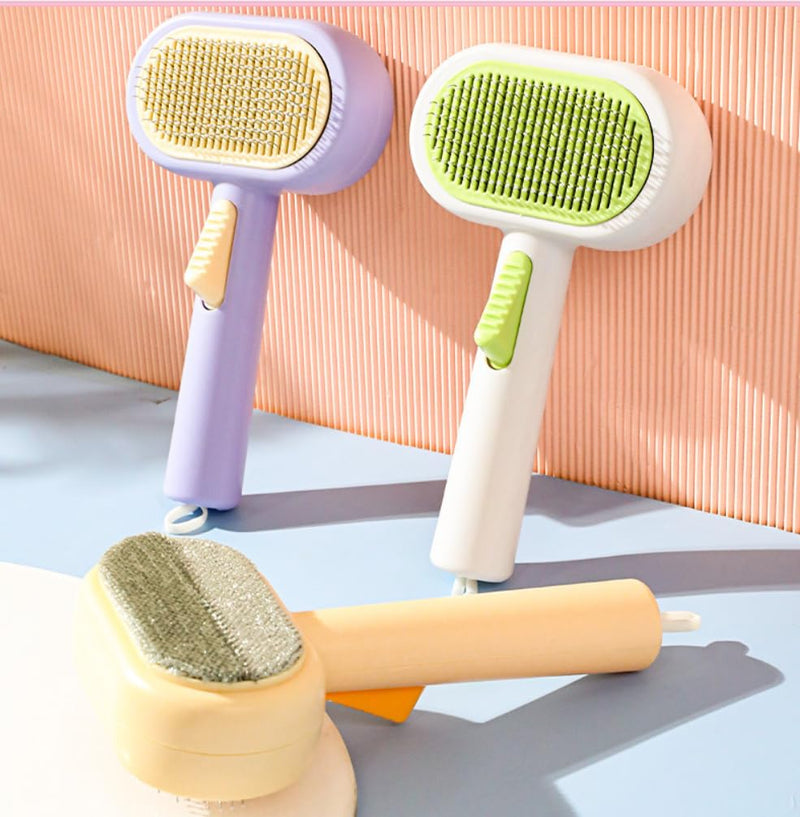 simplely easy Cleaning Pet Spray Hair Removal Comb with Release Button,double sided massagae cleaning Waterproof Pet Grooming Brushes short long hair dogs and cats pets - PawsPlanet Australia