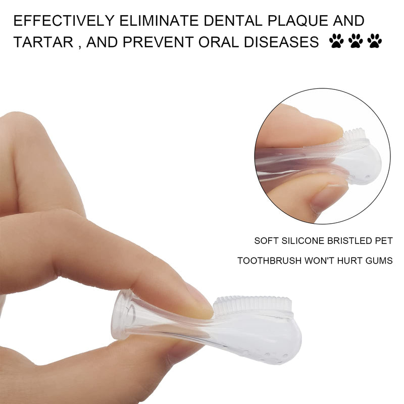BLMHTWO 5 Pieces Dog Tooth Brushing Kit Finger Toothbrush for Dogs Cat Puppy Toothbrush with Silicone Bristles and 16 Round Particles Thickened Silicone-Layer Transparent Dog Toothbrush for All Pets - PawsPlanet Australia