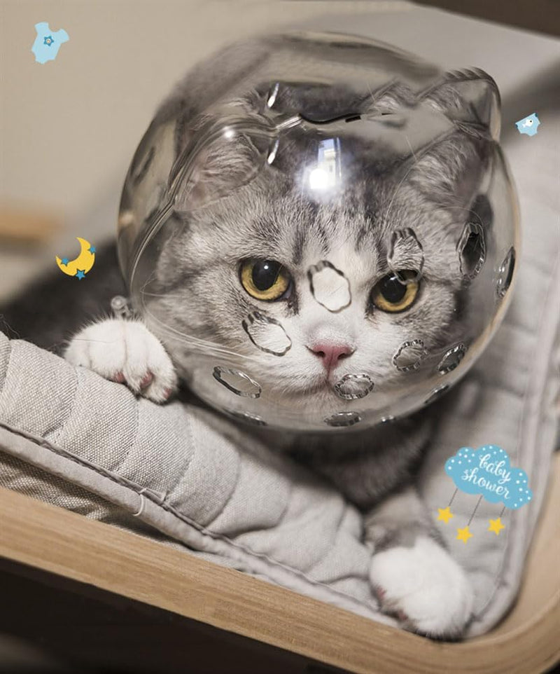 Cat Muzzle Breathable Cat Hood Adjustable Kitten Astronaut Transparent Helmet Prevent from Cats Biting Chewing Grooming Cat Bubbles Mask for Aggressive Cat (S) S - PawsPlanet Australia