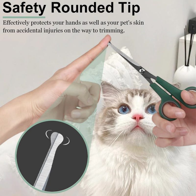 2 PCS Pet Grooming Scissors 2 Sizes Dog Hair Scissors Professional Pet Grooming Shears with Safety Round Tips for Dog Cat Body Ear Nose Face Paw Facial Fur Trimming - PawsPlanet Australia