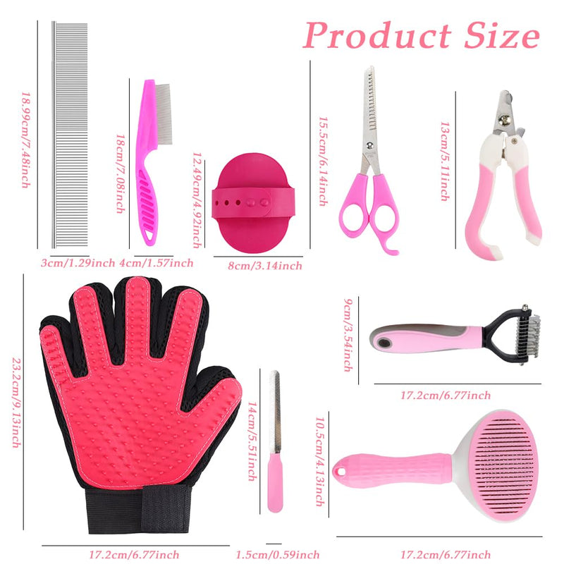 Pet Grooming Kit - 9 Pcs All-in-One Self Cleaning Set with Slicker Brush, Deshedding Tool, Scissors, Nail Clippers, and File for All Breeds and Sizes - PawsPlanet Australia