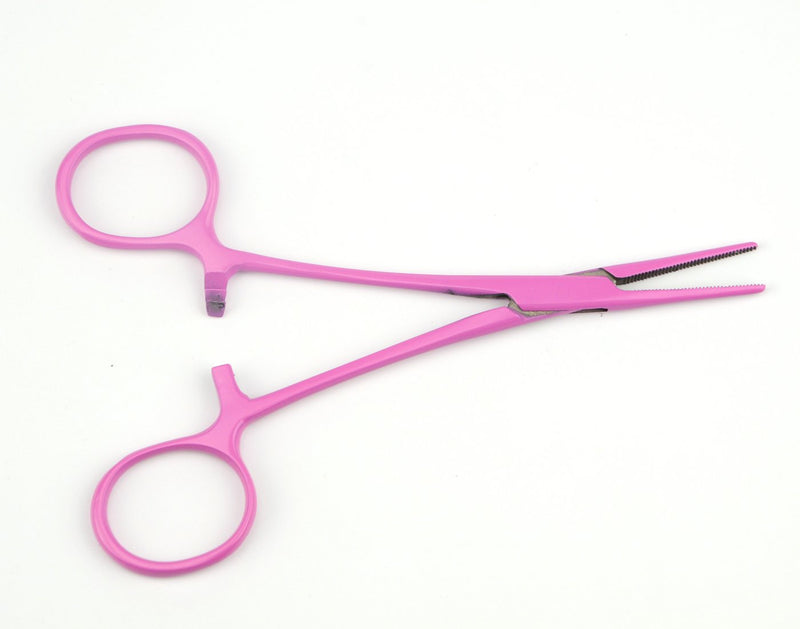 LILYS PET Pet Colourful Stainless Steel Hemostat Hemostatic Forcep,Pet Ear Hair Pull Forcep,Bend head and Straight head kit (Pink, 12cm) Pink - PawsPlanet Australia