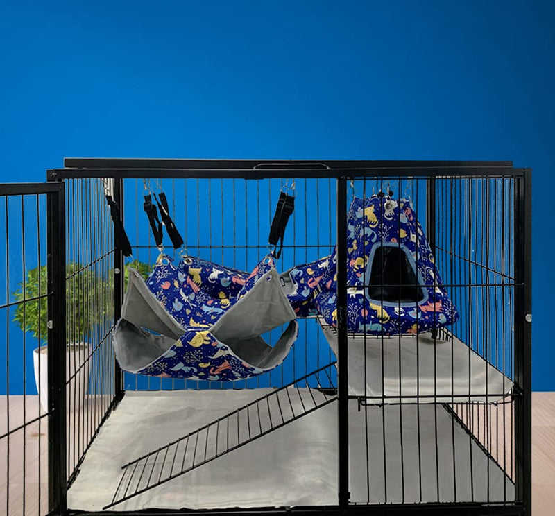 FULUE Ferret Rat Critter Nation Cage Accessories,Ferret Rat Hammock Set Hanging Bed Tent Tunnel for Any Small Animal Bedding Blue - PawsPlanet Australia