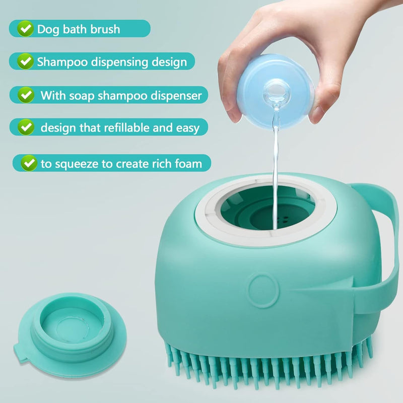 Pet Dog Bath Brush Gentle Soap Dispenser Massaging Bath Grooming Soft Silicone(Blue) - PawsPlanet Australia