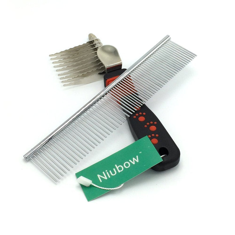 Pet Grooming Tools: Stainless Steel Comb + Dematting Comb, Great Pet Dog Cat Fur Grooming Tool for Mats & Tangles Shedding Dematting Comb + Grooming Comb - PawsPlanet Australia