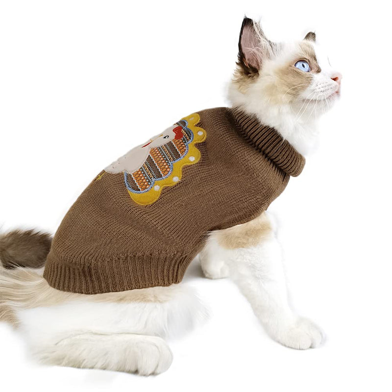 NACOCO Dog Sweater with Hole Thanksgiving Classic Knitwear Pup Dog Shirts Turkey Pattern Dog Dress Warm Winter Pet Clothes for Small Dogs 2X-Large - PawsPlanet Australia