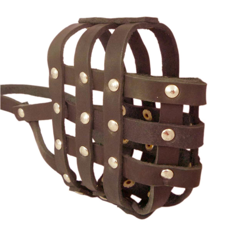 Real Leather Dog Basket Muzzle #107 Brown - Pit Bull, Amstaff (Circumference 12", Snout Length 3.5") - PawsPlanet Australia