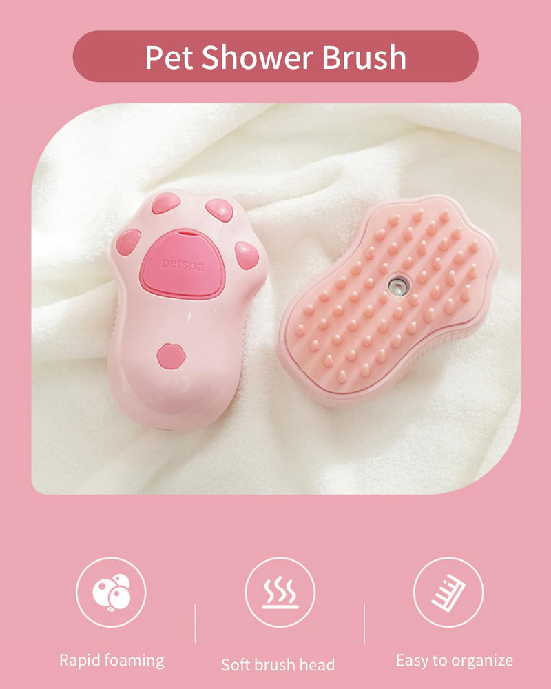 Cat Steam Brush for Shedding 3 in 1,Rechargeable Steam Brush for Cats or Dogs,Massage,Cleaning,Anti-Static Shedding & Combing All In One (Pink) - PawsPlanet Australia