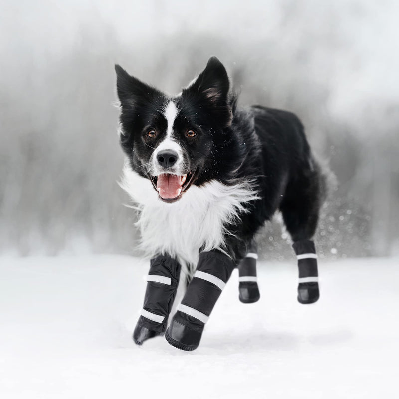 Hipaw Waterproof Dog Boots for Winter Snow Rain,Non-Slip Dog Shoes for Medium to Large Dogs,Extended Cuff Paw Protectors for Outdoor Walking Hiking Black L (Insole wide 2.8") for 70~99lb - PawsPlanet Australia