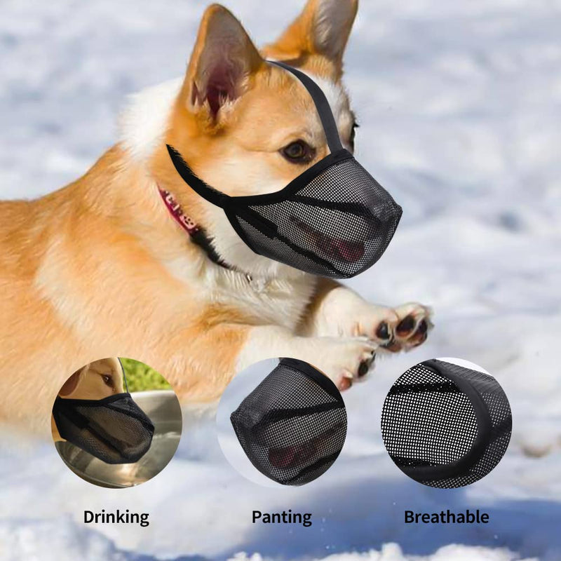 Dog Muzzle, Soft Mesh Covered Muzzles for Small, Medium, Large and X-Large Dogs, Muzzle with Adjustable Straps, Prevent Barking, Biting, and Accidental Ingestion (Black, X-Small) Black XS(Sount:6.75"-8.25") - PawsPlanet Australia