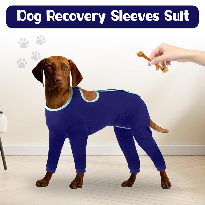 Surgical Body Dog Long-Sleeved with Leg, Dog Bodysuit After Surgery, Rear Legs Leak Protection After Surgery, Adjustable Body Dog Recovery Case, Wound Protection Suits, Body Breathable After Dog, Blue M (Chest Circumference: 45-53cm)
