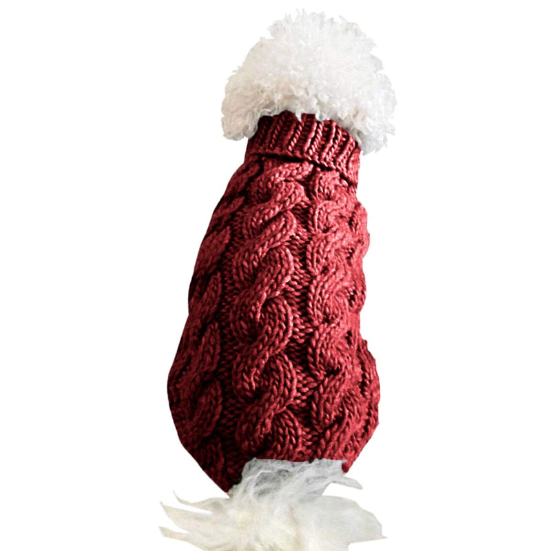Pet Dog Turtleneck Knitting Sweater Coat Winter Warmer Thickening Pullover Knitwear Crochet Coat Clothes for Small Medium Large Dog Puppy Cat Red - PawsPlanet Australia