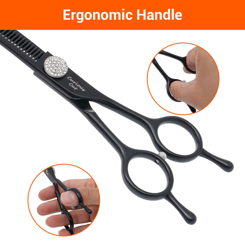 Dog Grooming Scissors,Pet Curved Thinning Shears 7.0'' 440C Thinning Scissors for Precision Pet Hair Cutting Curved Thinning Scissors - PawsPlanet Australia