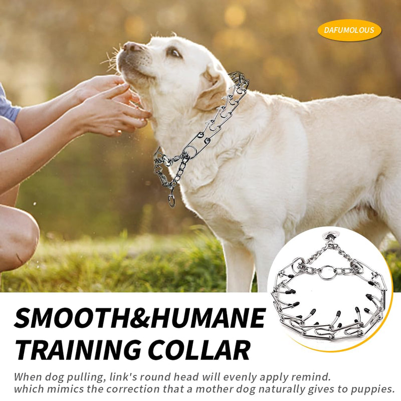Chrome Plated Prong Dog Collar,no Pull Dog Prong Collar with Spikes,Choke Collar for Dogs Pinch Training Collar (3.0 * 21in) 3.0*21in - PawsPlanet Australia