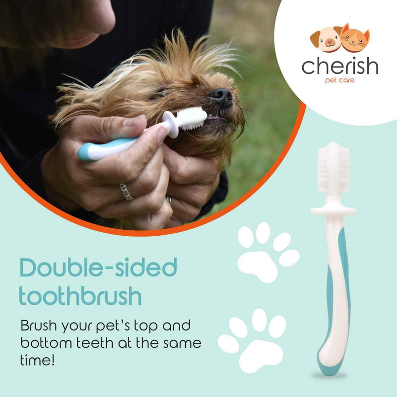 Cherish Pet Care Dog Tooth Brushing Kit (3pcs) - Dog Finger Toothbrush, Double-Sided Toothbrush, Small Dog Toothbrush, Dog Teeth Cleaning, Puppy Tooth Brushing Kit, Small Dog Tooth Brushing Kit - PawsPlanet Australia