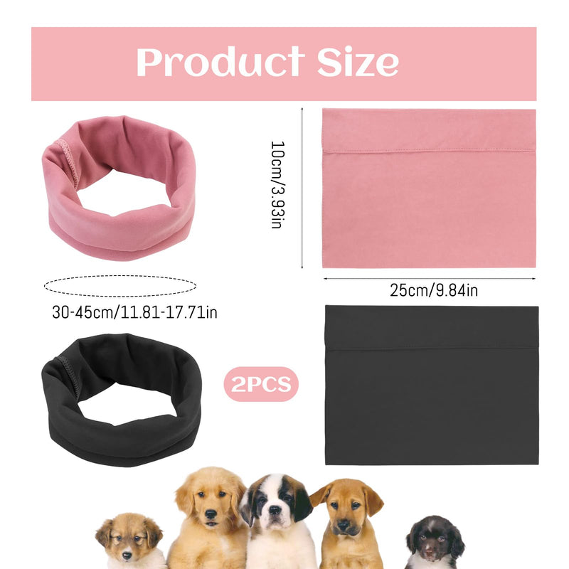 2 Pcs Dog Ear Defenders, Dog Ear Muffs Noise Protection, Anxiety Relief Protector, Winter Neck Warm Ski Mask (Pink, Black)