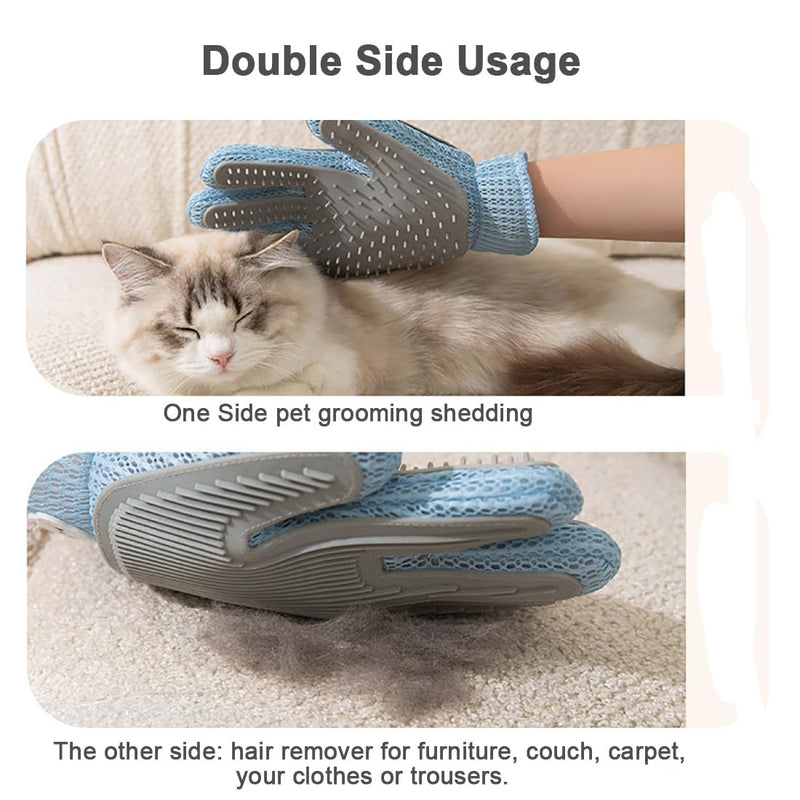 2 in 1 Pet Grooming Gloves for Dogs & Cats, Pet Fur Remover Glove, Grooming Brush for Shedding, Massage, Hair Remover Mitt, Fur Cleaner for Couch, Clothes,Carpet -1 Piece - PawsPlanet Australia