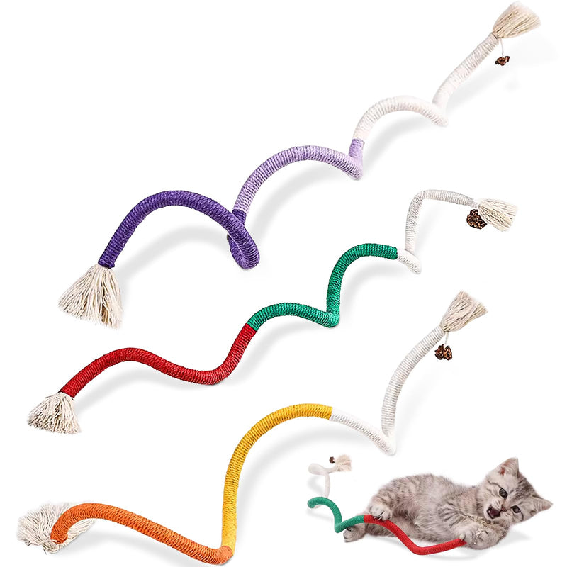 3 PCS Cotton Rope Cat Toys for Indoor Cats, Interactive Cat Rope Toys with Silvervine Fruit for Cats and Kittens, Handmade Pet Chew Toys for Teeth Cleaning - PawsPlanet Australia