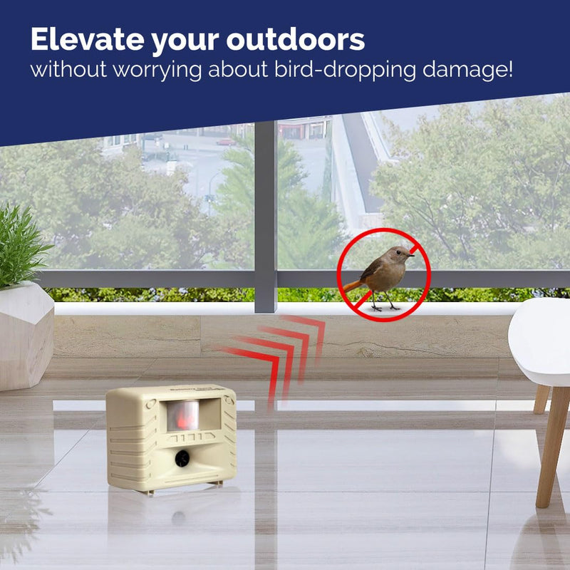 Bird-X Balcony Gard, Ultrasonic Bird Preventer, Outdoor Bird Decoy with Motion-Sensor, Easy to Install, Covers up to 900 sq. ft., 15 to 25 kHz Frequency, 6.75" x 5.5" x 3.5" Each - PawsPlanet Australia
