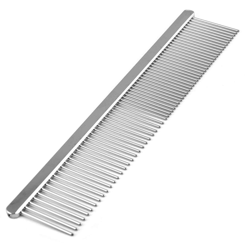 Jeffers Flat Back Pet Grooming Comb – Chrome Plated Steel Comb with Fine & Coarse Teeth for Dogs, Cats, Puppies – Detangling, Deshedding, Dematting Tool for Long or Short Hair - 7.5" L, 1-1/4" teeth 7.5"L - PawsPlanet Australia