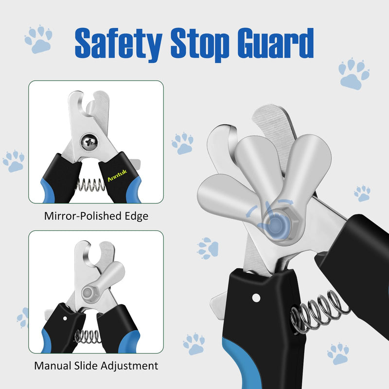 Dog Nail Clippers with Nail File, Ergonomic Dog Nail Trimmers to Avoid Over Cutting, Razor-Sharp Stainless Steel Blade with Safety Guard for Large/Small Pet Dogs, Blue - PawsPlanet Australia