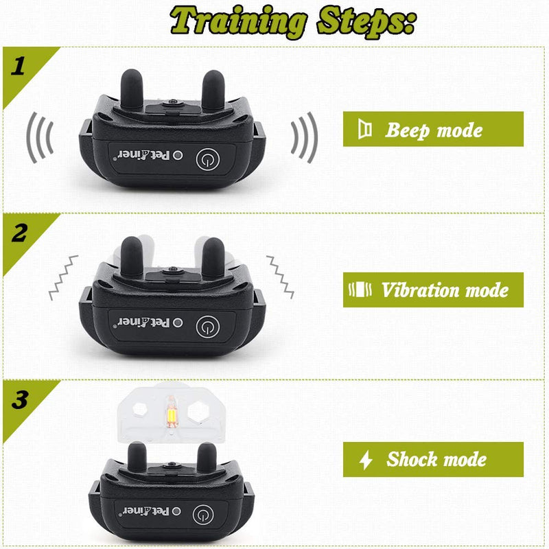 Petrainer Upgraded Model Rechargeable & Waterproof Remote Dog Training Collar 330 yd Electric Dog Bark Collar with Beep/Vibration/Shock Collar for Dogs For 1 Dog - PawsPlanet Australia