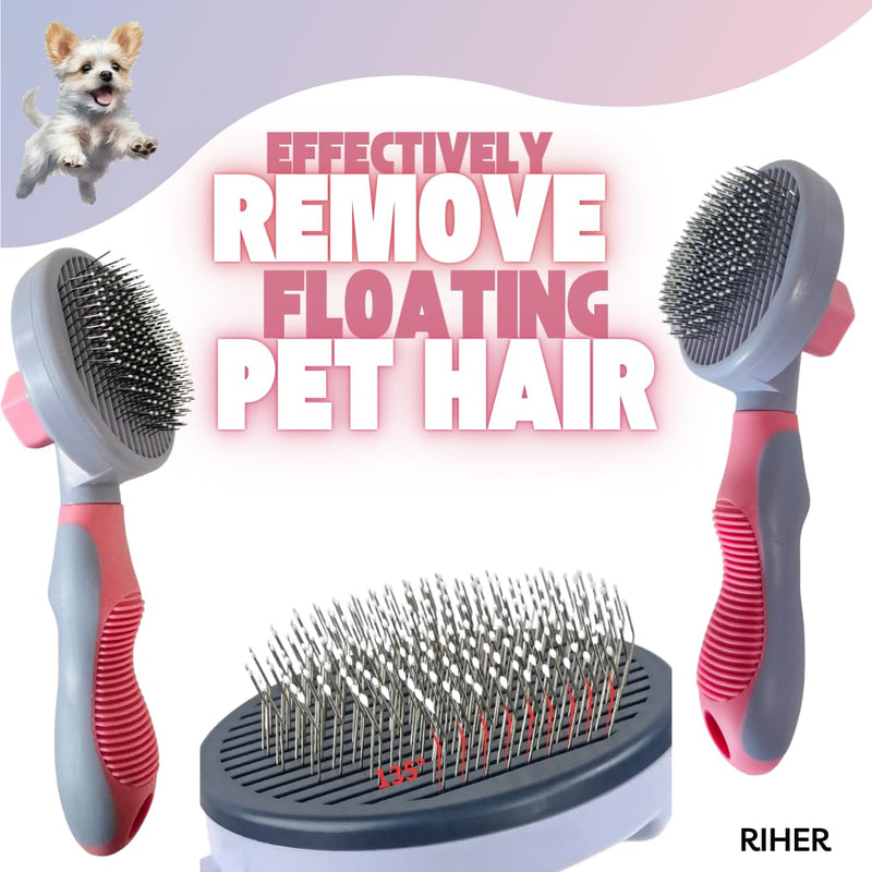 Dog & Cat Brush - Pet Grooming & Shedding Tool for Long & Short Hair - Deshedding Comb for Loose Fur - Professional Hair Remover for Pets (Pink) Pink - PawsPlanet Australia