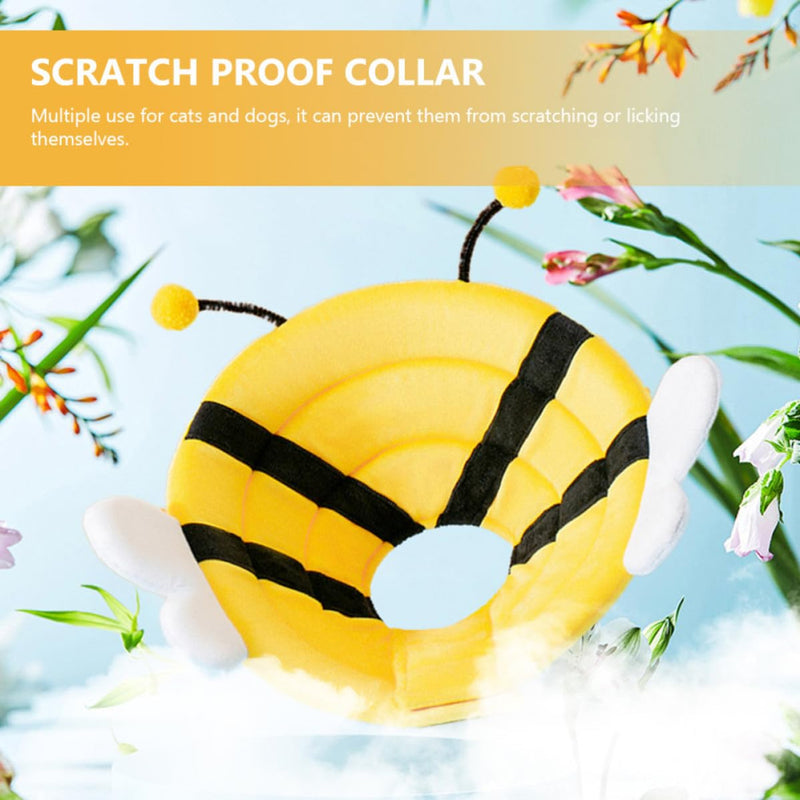 TOYANDONA Adjustable Postoperative Neck Collar for Dogs and Cats Lightweight Sponge and Cotton Material Leak Protection Dog Circle with Bee-Shaped Design for Recovery
